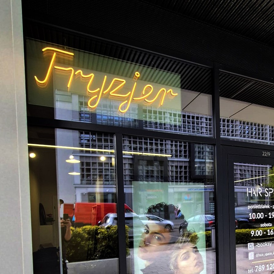 reklama baner fryzjer neon